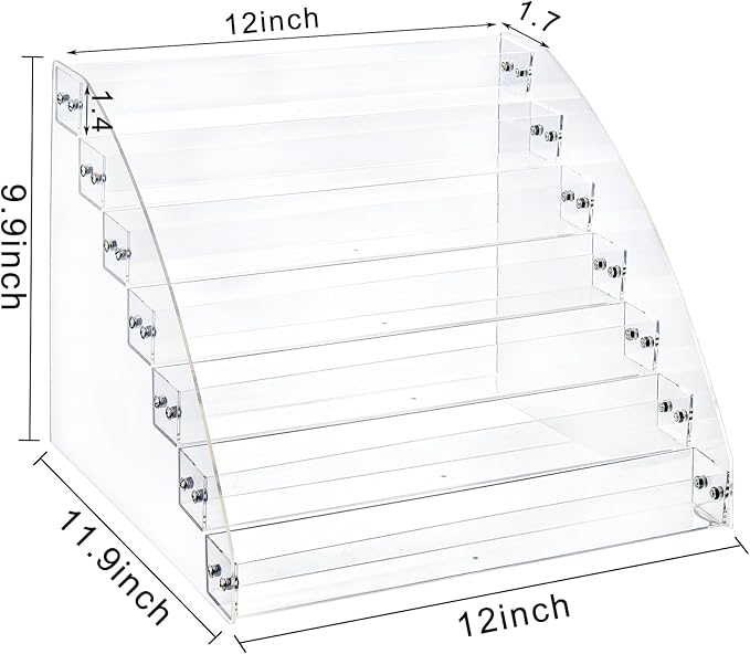 SOUJOY 7 Tier Sunglass Organizer Stand, Acrylic Sunglass Holder, Clear Nail Polish Display Stand, Eyewear Countertop Storage Tray for Highlighting Glasses, Makeup, Essential Oil