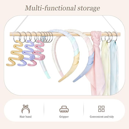 SNOWSTAR Macrame Hair Claw Clip Organizer with10 Metal Rings,Hanging Hair Clip Holder and Storage for Women Girls,Claw Clips Hanger Home Decor for Wall,Door,Closet