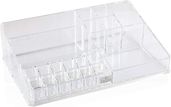 Decozen Makeup Organizer - Vanity Storage with Multiple Compartments and Drawers for Brushes, Lipsticks, Jewelry, Perfect for makeup organizer countertop, makeup holders and organizers, Gift for Mom
