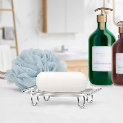 Soap Dish, Stainless Steel Bar Soap Holder for Shower, Self Draining Stand Soap Saver for Bathroom, Kicthen Sink and Countertop, Chrome 1-Pack