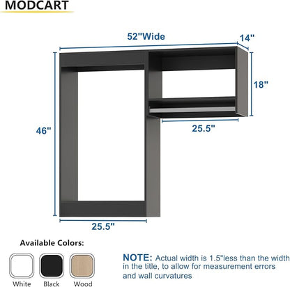 Modular Closet System, 52" Wide Closet Organizer System with Hanging, Wood Tower Closet Storage for Walk In Closets, Wall Mounted Wardrobe Organizer Kit System, Bedroom, Black