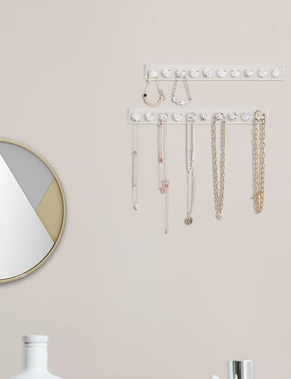 Zreal Jewelry Hanger Necklace Holder, Wall Mount Necklace Organizer, Seashell Shape Jewelry Hooks for necklace, chains (4-pack Clear)