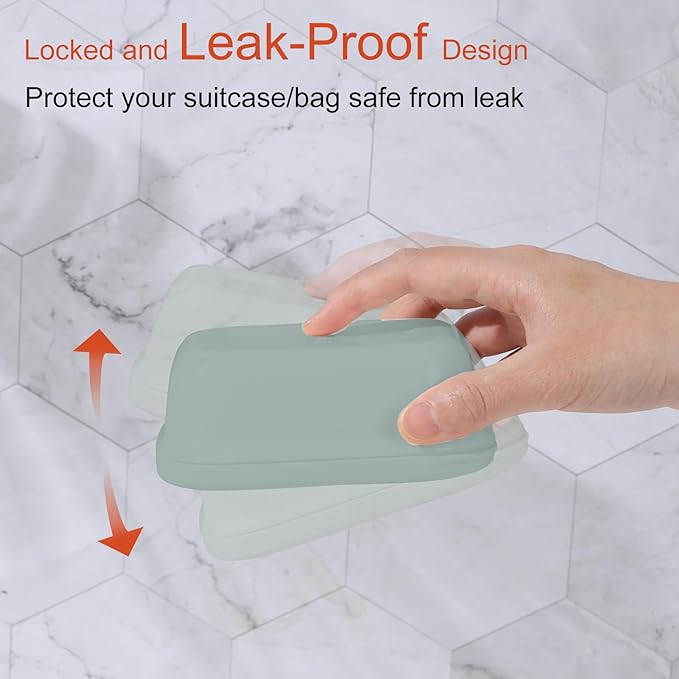 Quatish 2 Pack Travel Soap Container, Portable Soap Holder with Lid, Travel Bar Soap Holder, Soap Case for Camping Gym Travel, Soap Box for Bathroom, Greygreen