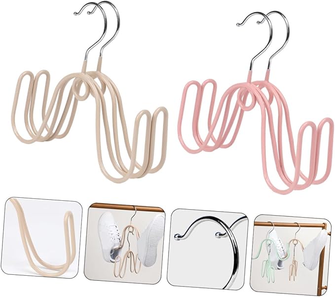 4pcs Stainless Steel PVC Shoe Drying Rack Space-Saving Hanging Storage for Shoes -Dry Organizer for Entryway and Balcony