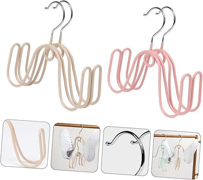 4pcs Stainless Steel PVC Shoe Drying Rack Space-Saving Hanging Storage for Shoes -Dry Organizer for Entryway and Balcony
