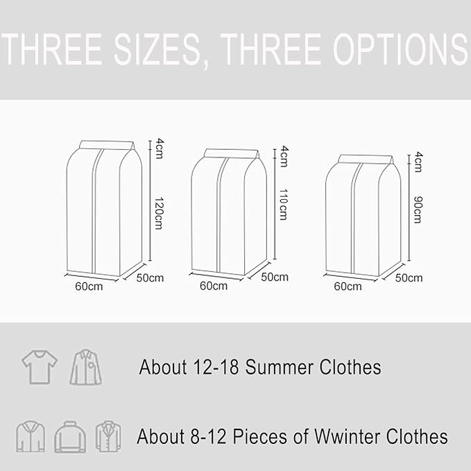 Garment Clothes Cover Storage Bag, 35" Hanging Garment Bags for Closet Storage Large Clear Window Hanging Clothes Storage Garment Rack Cover Coat Protector for Suit Coats Closet Storage