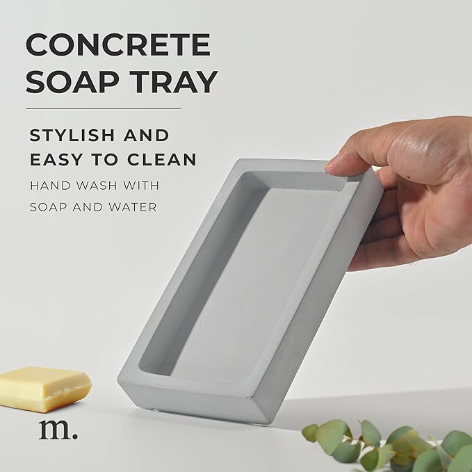 MaisoNovo Concrete Tray | Gray Tray for Bathroom Countertop | Bathroom Counter Trays | Dish Soap Trays for Kitchen