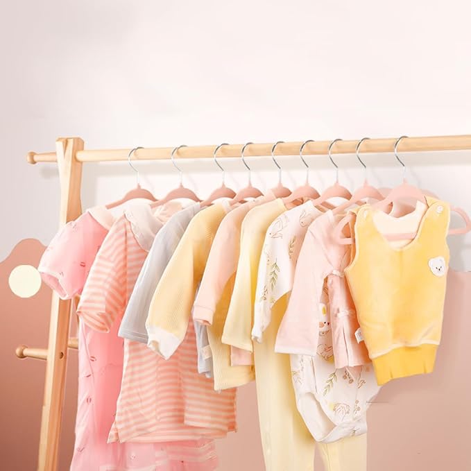 Stormix Baby Clothes Hangers 30 Pack, Kids Velvet Hangers Non-Slip, Clothes Hangers with Shoulder Notches for Toddler Children Pink