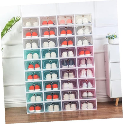 VICASKY Large Plastic Shoe Storage Boxes Set of 6 with Flip- Design Thickened Stackable Organizer for Women’s Shoes Pearl White for Closet and Home