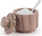 MARBLOUS KRAFTS Marble Salt Cellar with Lid & Spoon 3" Brown Small Flaky Salt Box and Sugar Jar for Spice Storage on Countertop, Kitchen Seasoning Container, Ideal Mother’s Day Gift for Mom