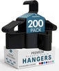 Utopia Home Plastic Hangers 200 Pack - Perfect Space Saving Clothes Hanger - Durable and Strong - Perfect Closet Organizers with Shoulder Grooves (Black)
