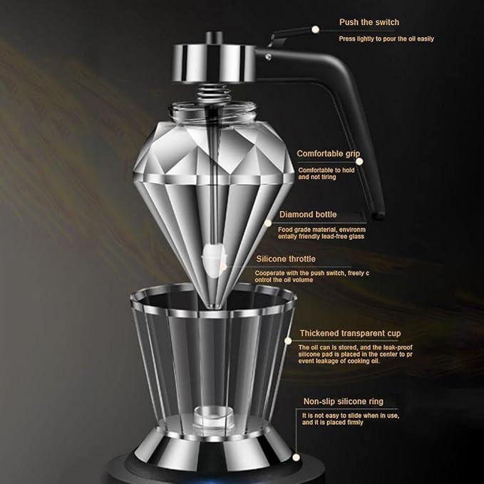Glass Honey Dispenser - BPAFree Kitchen Tool with 200ML Capacity, Gravity Feeding System, Multifunctional Syrup Dispenser for Honey, Oil, and Seasoning (#1) (#1)
