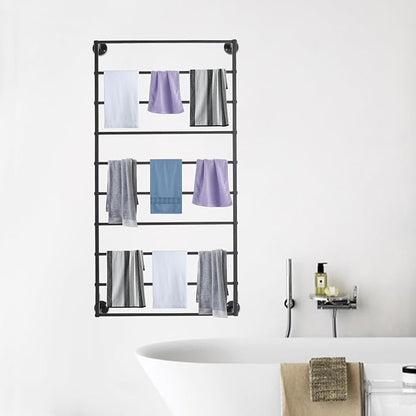 Wall Mounted Display Rack, 10-Layer Wall Scarf Rack Organizer, Space-Saving Wrapping Paper Organizer Ribbon Holder for Flower Shops. Three Color Options (Black)