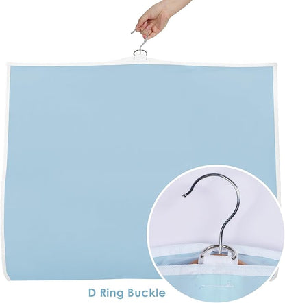Univivi Dance Costume Garment Bags for Kids, 40 Inch Foldable Hanging Garment Bags for Dancers with Clear PVC Window and 3 Zipper Pockets, Blue(5 Pack)