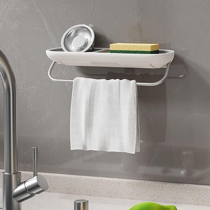 Soap Holder Dish Shower, Bar Soap Holder with Drainage, Self Draining Soap Holder, Wall Mounted Soap Box Tray Container for Bathroom, Bathtub Kitchen Sink (1PC Green-with Towel Rack)
