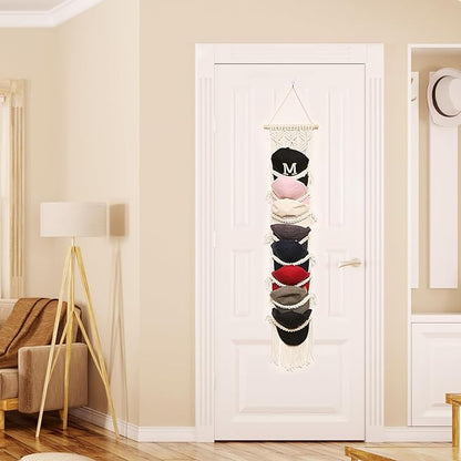 jontell Boho Ball Cap Hanger-2 Pack-Boho Macrame Cap Holder Wall Hat Organizer for Baseball Cap Holder Over Door, Hat Rack for Wall Cap Rack Disaplay Bearoom Decorations