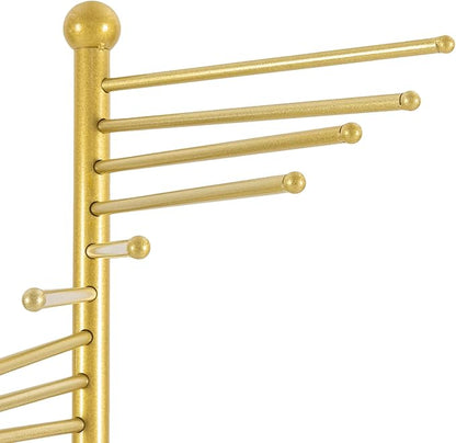 Freestanding Scarf Racks, Spiral Scarf Organizer Stand with 30 Hanger Rods, Metal Scarf Display Holder with Heavy Base for Clothing Store for Space Saving Shelves (Gold)