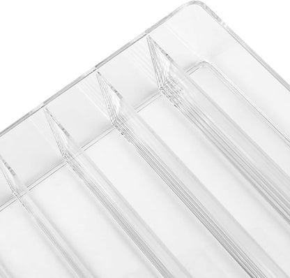 SINJEUN 4 Pack Acrylic Palette Organiser, 7 Sections Divided Makeup Palette Organiser for Eyeshadow, Contour Blush, Lipstick, Make Up Storage(Transparent, 7.5" x 6.3" x 1.8")
