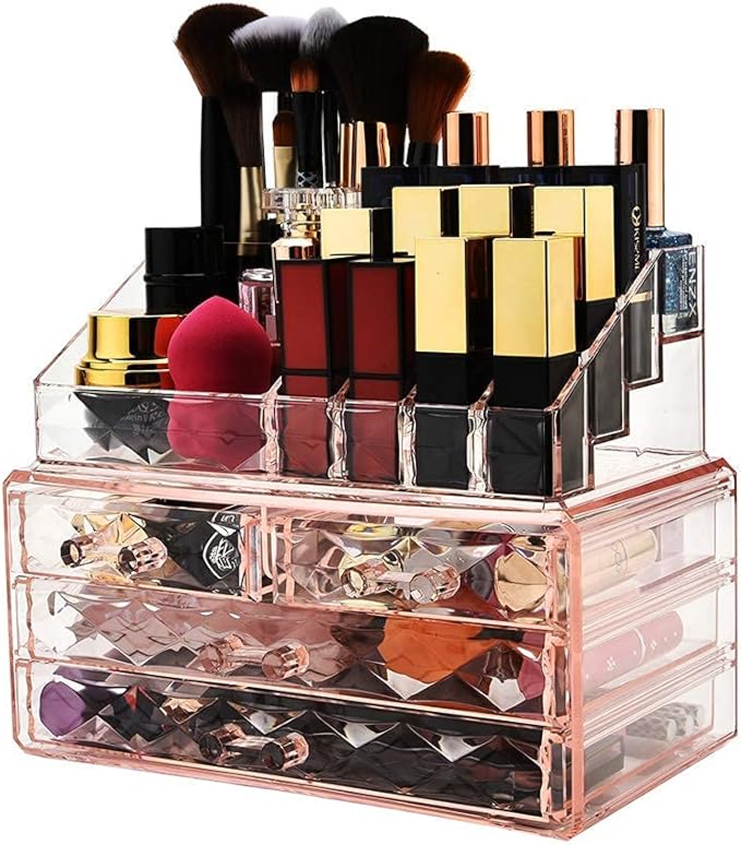 ZHIAI Stackable cosmetic organizer with drawers, easy to organize cosmetic products accessories Suitable for vanity, toilet, bathroom and bedroom organization and storage