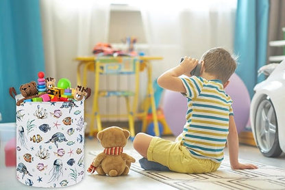 Kids Laundry Hamper,Ocean Laundry Basket Collapsible Boys and Girls Storage Baskets for Home Decor,Office,Toy Organizer,(Ocean)