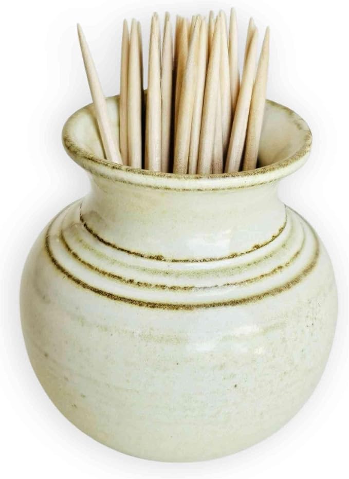 Handmade Ceramic Toothpick Holder – Pale Yellow Mini Pottery Vase for Spring Brunch, Charcuterie, Hors d’oeuvres & Tabletop Decor