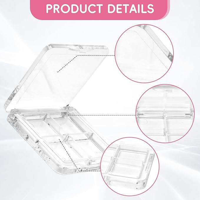 4 Pcs Empty Lipstick Palette,Transparent Eyeshadow Powder Makeup Palette Pigment Tray,Refillable Makeup Container Holder Case for Women Girls Ladies