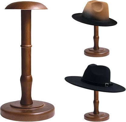 CHADWICK Vintage Hat Rack Stand, Rustic Brown Hat Display Stand Wood, Hat Rack Tabletop Cap Organizer and Display Rack, Wig Holder Display Cowboy Hat Rack Hat Organizer for Closet, Home Decor