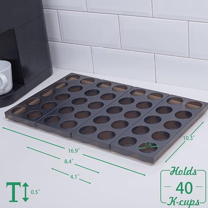 Coffee Pod Storage Organizer for Kitchen Drawer,Holders 40 K CUP, Premium Plastic Tray With Non-slip mat