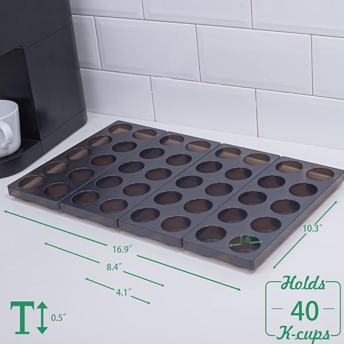 Coffee Pod Storage Organizer for Kitchen Drawer Holders 20 K CUP, Premium Plastic Tray With Non-slip mat