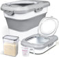 Komzon Rice Storage Container, Collapsible Airtight Food Storage Containers 6-20 Lbs, Rice Dispenser with Measuring Cup and Small Bin for Flour Cereal Pasta Grain, Cat Pet Dog Bird Food Container