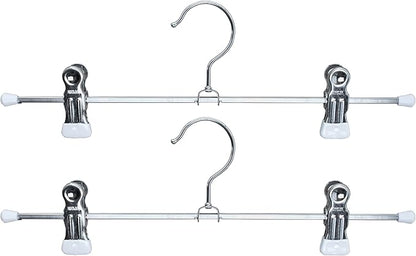 Mawa by Reston Lloyd Space-Saving Clothes Hanger for Pants and Skirts with Two Non-Slip Clips, Style K/30D, 12-Inch, Set of 2, White