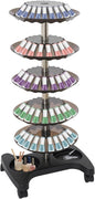 Nail Polish Trolley Display Stand, 5 Tier Spinning Rack with Wheels, Holds 120 Bottles, Freestanding Nail Polish Storage Rack for Nail Salons, Home (Black)