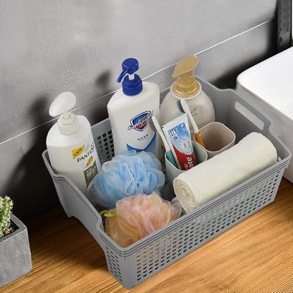 Plastic Stacking Storage Baskets, Stacking Plastic Tray Baskets, 2-Pack