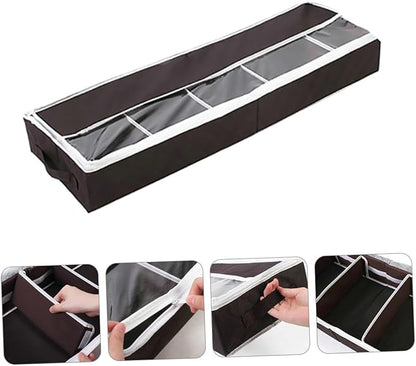 Healifty Portable Foldable Non Woven Shoes Storage Box with Visible Window Lightweight Shoe Organizer for Home Small Space Saving and Large Capacity