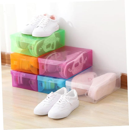 COHEALI 6PCS Transparent Shoe Boxes Plastic Storage Containers with Flip Lid Stackable Organizer for Home and Shop Shoe Storage