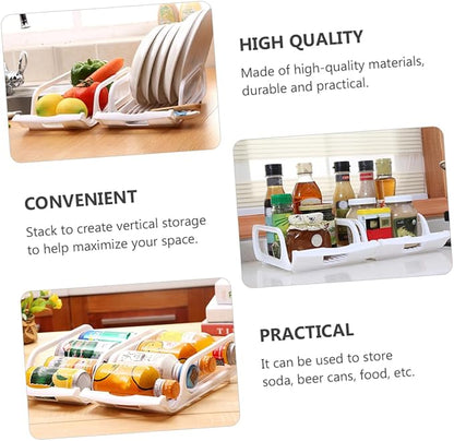 Beverage Stackable Rack 2pcs Refrigerator Drink Organizers for Fresh Storage