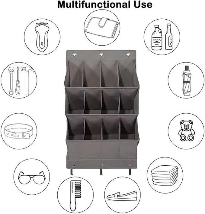 Over Door Shoe Storage with 12 Pockets All-Purpose Wall Mounted Hanging Shoe Storage 600D Oxford Over Door Organizer for Closet and Dorm