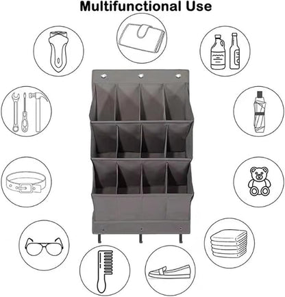 Over Door Shoe Storage with 12 Pockets All-Purpose Wall Mounted Hanging Shoe Storage 600D Oxford Over Door Organizer for Closet and Dorm