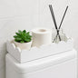 AceOrbit Toilet Paper Basket Storage Scalloped Wooden Toilet Tank Tray Topper Farmhouse White Bathroom Storage Organizer for Bedroom Vanity Kitchen Countertop Dresser Shelf Table Home Decor