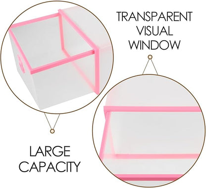 BESPORTBLE Drawer-style Thickened Plastic Shoes Storage Box with Window, 33x23x14cm, Rose Frame White Base, Unisex Shoe Organizer for Closet and Entryway Storage