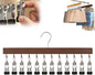 Closet Organizer with 10 Clips, Space Saving Hanging Closet Organizer, Space-Saving Hat Scarf Clothespins for Jeans Skirts Socks Pant Hangers with Clips (1, Dark-12 Clamps)