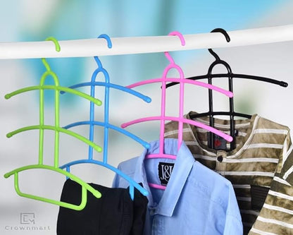 Crownmart® Multifunctional Fishbone Anti-Skid Multi Layers Clothes Hanger (Multicolor) (2)