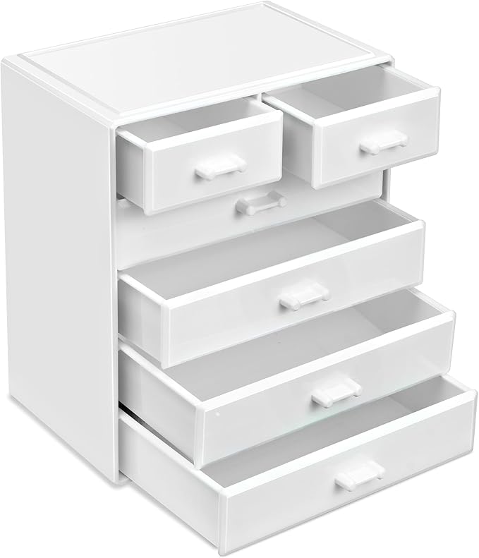 Sorbus Acrylic Makeup Organizer - Organization and Storage Case for Cosmetics Make Up & Jewelry - Large Makeup Organizer for Vanity, Bathroom, College Dorm, Closet, Desk (4 Large, 2 Small Drawers)