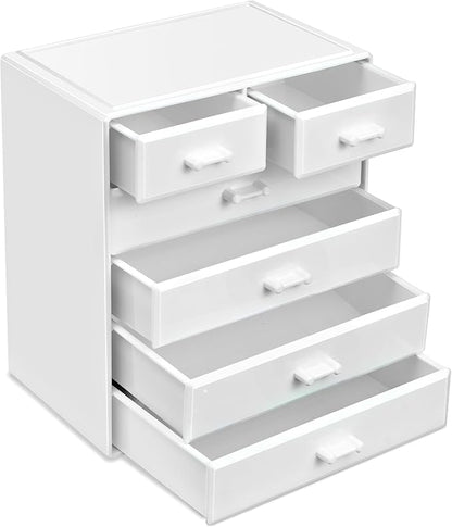 Sorbus Acrylic Makeup Organizer - Organization and Storage Case for Cosmetics Make Up & Jewelry - Large Makeup Organizer for Vanity, Bathroom, College Dorm, Closet, Desk (4 Large, 2 Small Drawers)