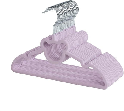 ManGotree 12.8" Kids Velvet Hangers, Non-Slip Felt Baby Clothes Hanger, Cute Bear Hanger for Nursery, Space Saving Toddler Hangers for Children's Closet (20 Pack, Purple)