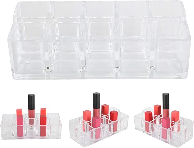 Lipstick Holder, 10 Slots Acrylic Lipstick Organizer, Lipstick Holder Case Display RackStand Cosmetic Makeup Organizer, Lipgloss Organizer, Makeup Holder Storage Display