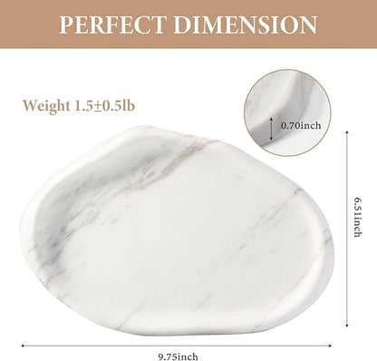 Koville Luxurious Natural White Marble Vanity Tray, Cloud Shape Serving Stone Key Tray for Home Decor, 10" x 7" Marble Storage Trays for Bathroom, Stone Plate Holder for Perfume, Candle and Jewelry