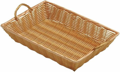 HUBERT Natural Color Wicker Basket Rectangular with Handles - 16"L x 11"W x 3"H