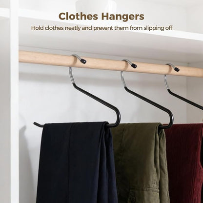 35 Pcs Pants Hangers Non Slip, Space Saving Open Ended Metal Pant Hangers, Jean Hangers for Men and Women, Closet Storage Organizer for Clothes Leggings Slacks Trouser Ties (Black)