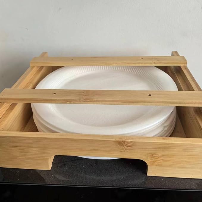 Wall Mounted Paper Plate Storage Rack Practical Under Cabinets Dish Efficient Kitchenwares Decorations